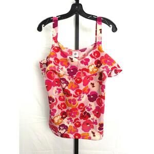 CAbi Floral Print Ruffle Tank Top Medium